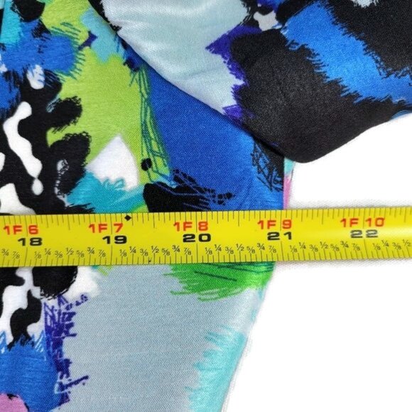 Kasper Blazer Women Size 14W Black Multi Color Peplum Open Front Slit Sleeves - Picture 8 of 10